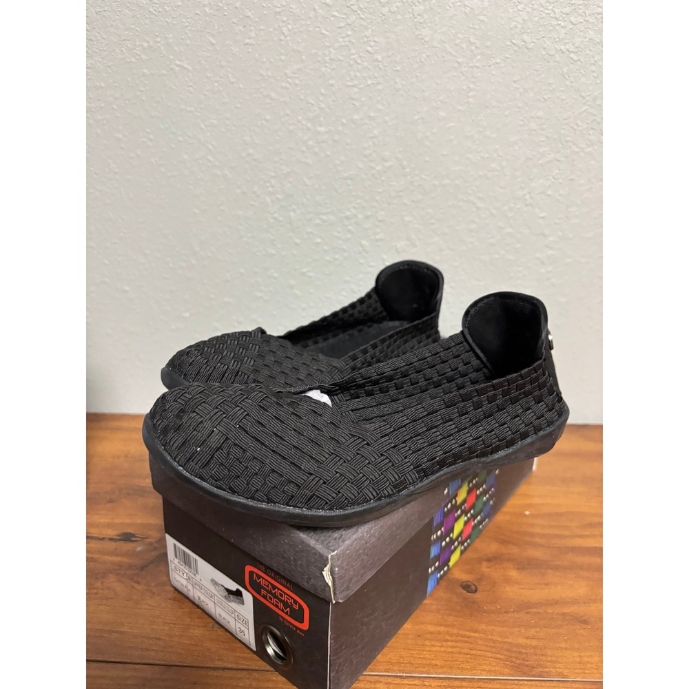 Bernie Mev Catwalk Black Woven Elastic Flats Size 35 US 4-4.5 49416-02036-9